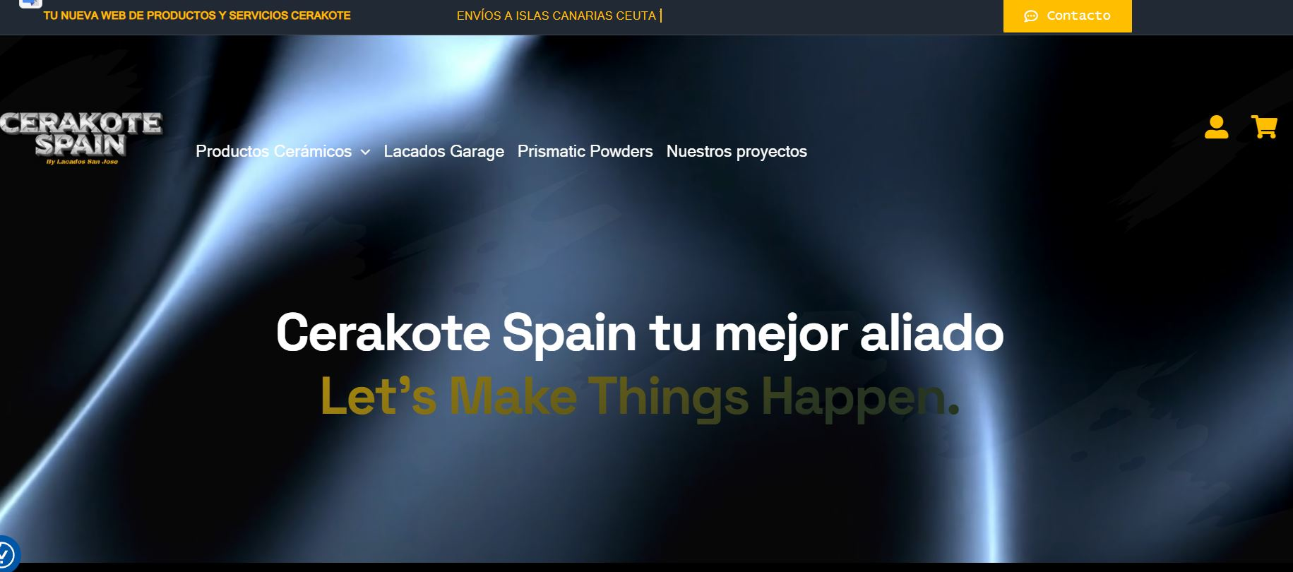 Página principal Cerakote Spain con eslogan corporativo