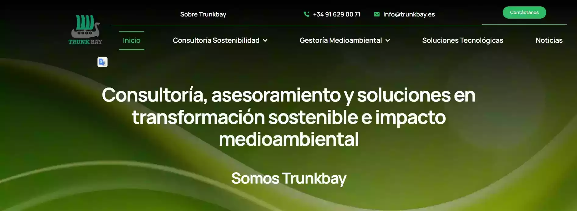 Página web de consultoría en sostenibilidad Trunkbay